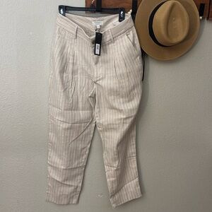 Banana Republic Linen Blend Blue Striped Trousers